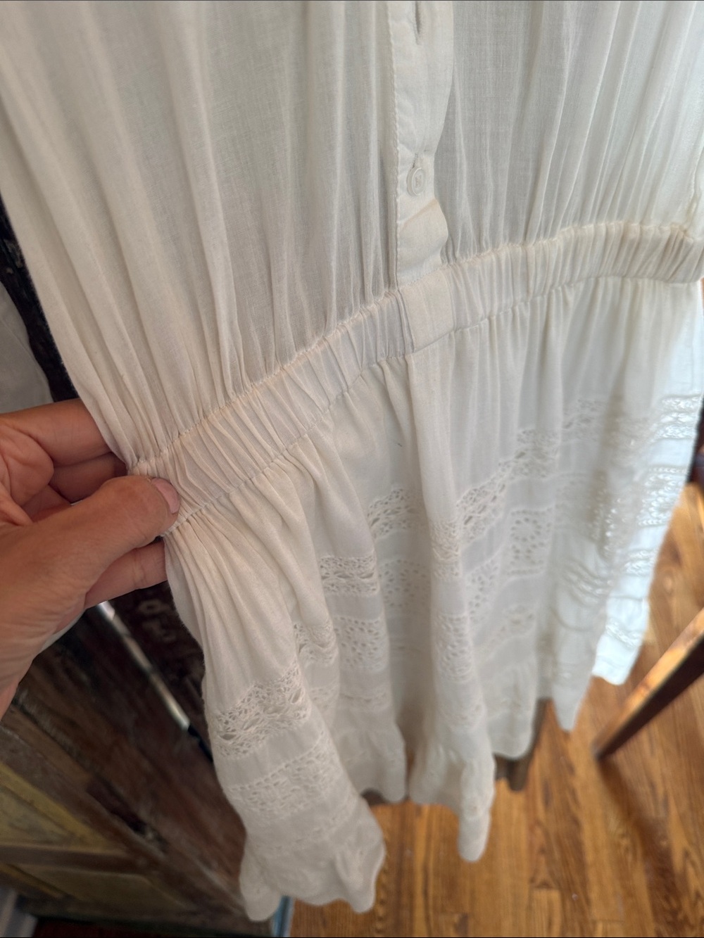 Sea New York White Lace Ruffle Midi Dress size 4 - Picture 7 of 9
